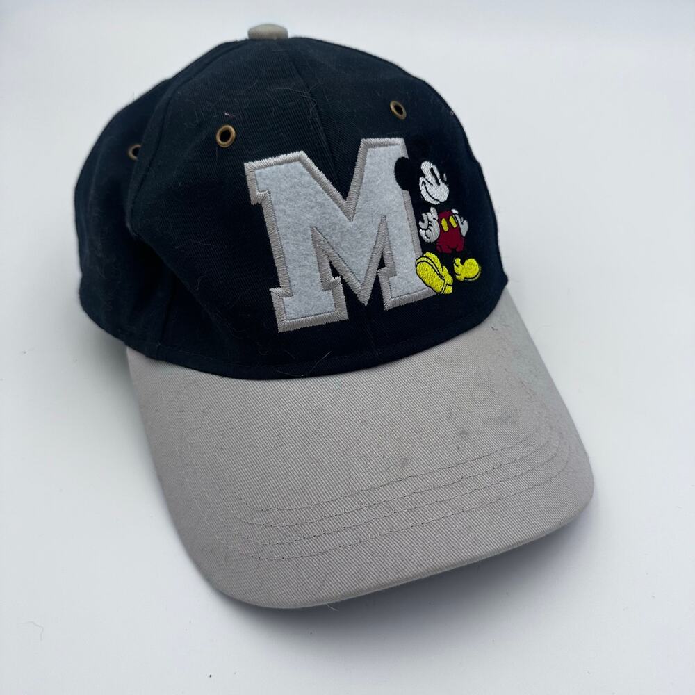 Disney Parks Mickey Mouse “M” Embroidered Baseball Cap Black Gray